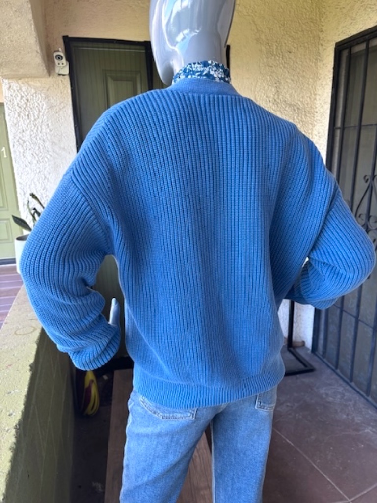 Demylee Chunky Ribbed Cotton Knit Cardigan In Med Blue Euc/Sz Xs )Runs Generous) — image 8 of 8